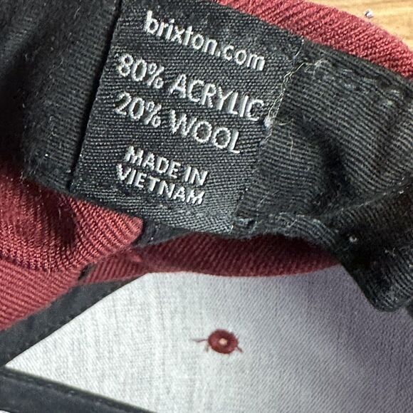 Brixton Supply‎ Trade Mark Hat Cap Snapback Maroon Embroidered Patch Mens Wool - Picture 7 of 8